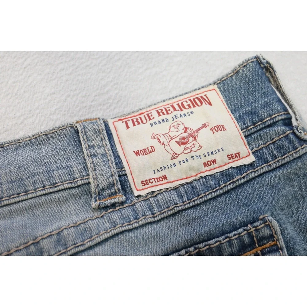True Religion Ricky Relaxed Straight Jeans Stretch Mens 44x34 Blue Excellent
